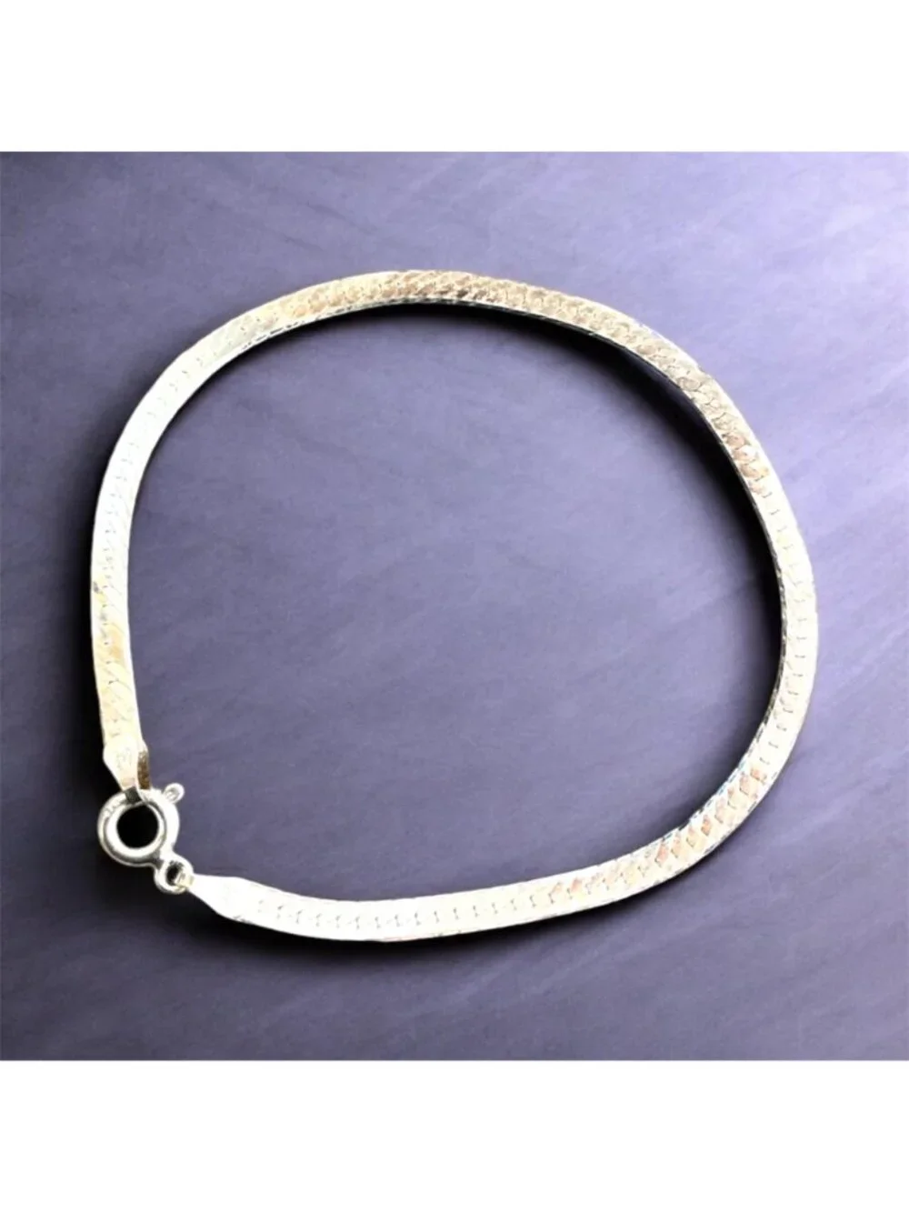 Sterling Silver Herringbone Bracelet 7 Inches Italy Polished Elegant Jewelry Gif